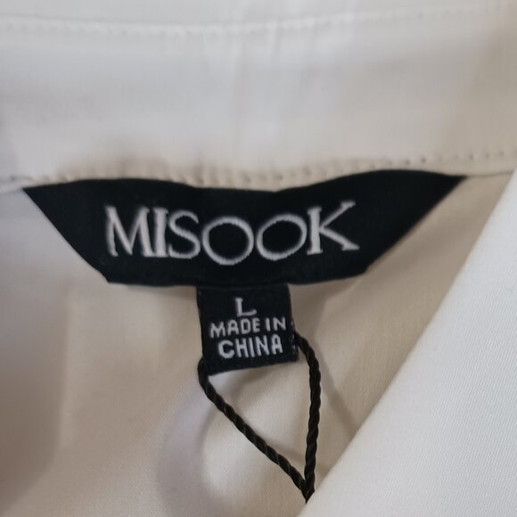 Misook Women's V-Neck Sleeveless Top Blouse L Black NWT Button Rhinestone Trim - Picture 5 of 9